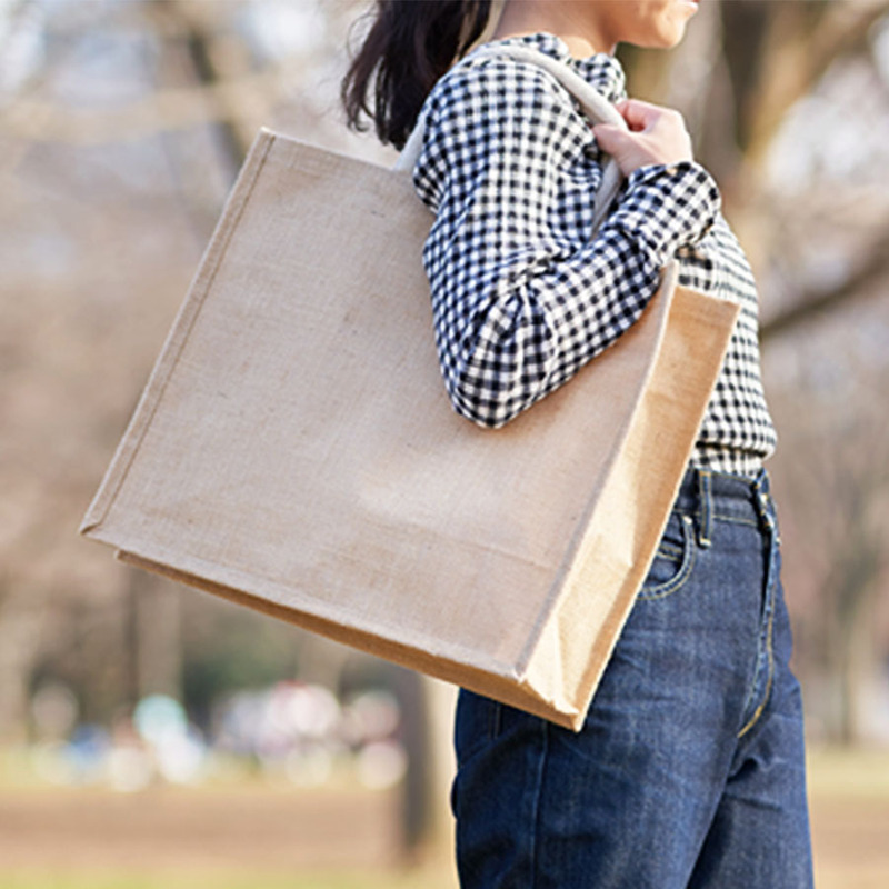 ジュートスクエアトート(L) ナチュラルベージュ 0