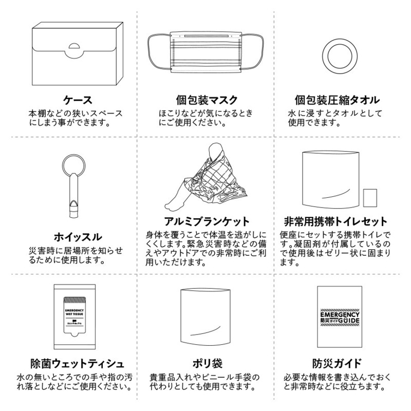 防災緊急9点セット　ケースタイプ　ホワイト 4