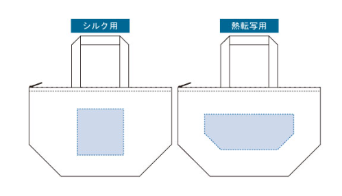 シルク印刷:W130×H130(mm)<br />
熱転写印刷:W250×H100(mm) 保冷ベーシックトート(M) 6