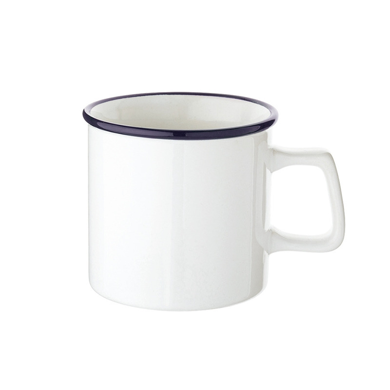 ホワイト×ネイビー 陶器マグストレート ラウンドリップ 2