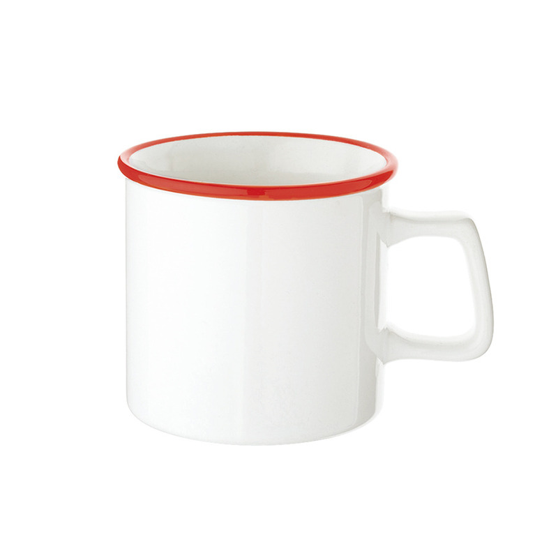 ホワイト×レッド 陶器マグストレート ラウンドリップ 3