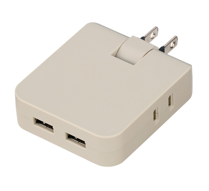 グレージュ マルチアダプター(2AC+2USB) 1