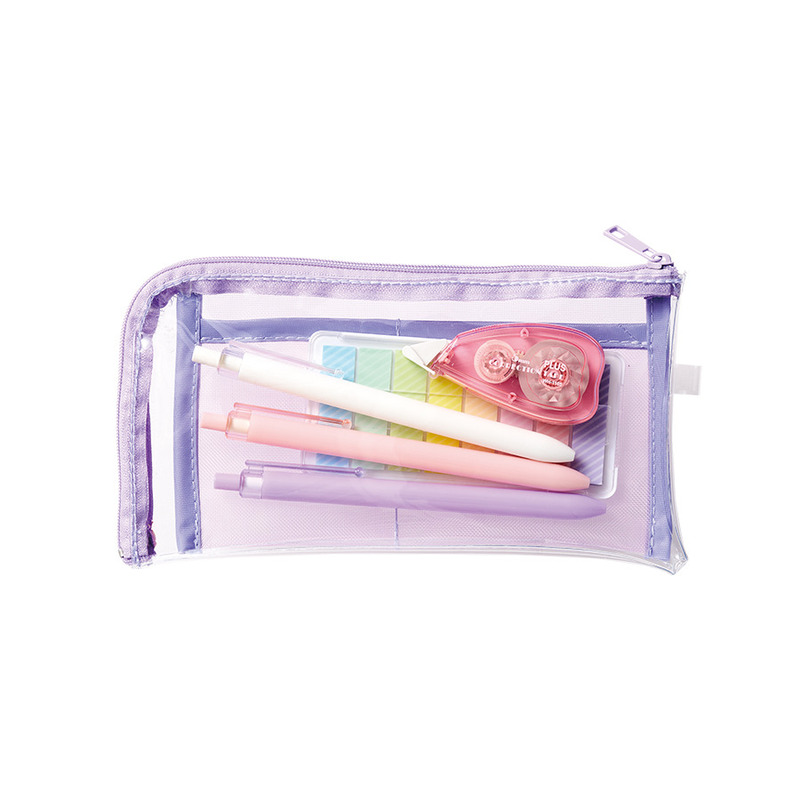 ペンケースとしてもお使いいただけます メッシュポケットクリアロングポーチ 5