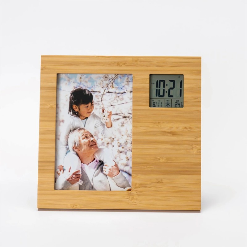 竹のフォトフレームクロック 3
