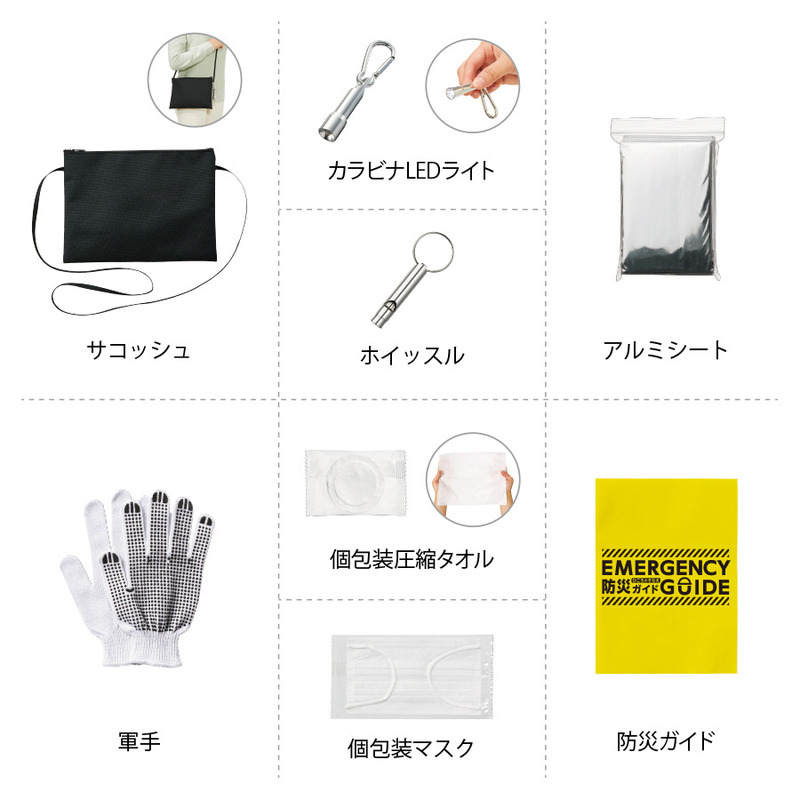 防災緊急8点セット サコッシュタイプ ブラック 2